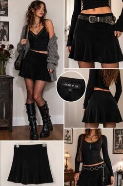 Vintage Joey B Women's Suede Fit and Flare Y2K Emo Grunge Goth Skirt Sz S
